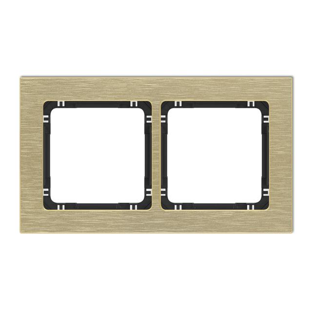 DECO Ramka uniwersalna podwójna - aluminium szczotkowane (ramka: kolor mosiężny; spód: czarny) mosię