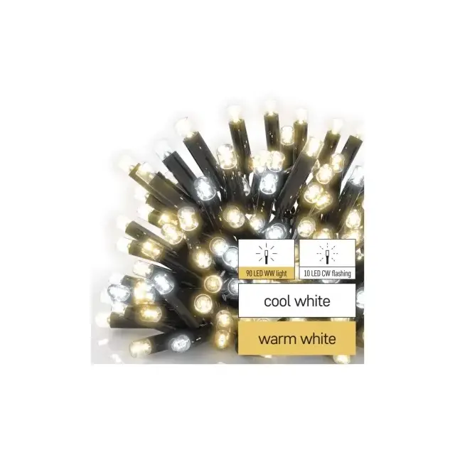 Oświetlenie łączone Profi - łańcuch 100LED 10m, ciepła biel+zimna biel miga, czarny, timer
