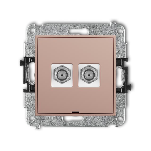 ICON Mechanizm gniazda antenowego podwójnego typu F (SAT) niklowany, bez pola opisowego łososiowy