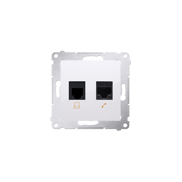 Simon 54 Gniazdo komputerowe RJ45 kategoria 5e + telefoniczne RJ12 biały D5T.01/11 KONTAKT