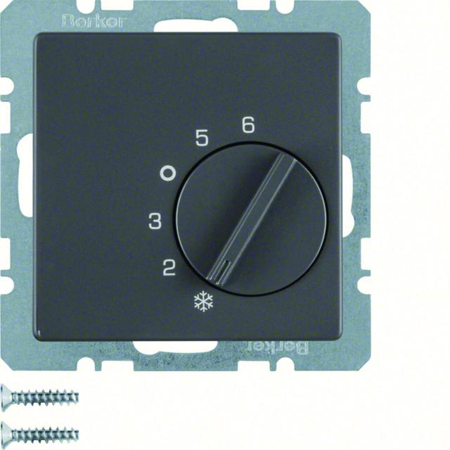 BERKER Q.x Regulator temperatury pomieszczenia z stykiem zmiennym i elementem centralnym antracyt ak