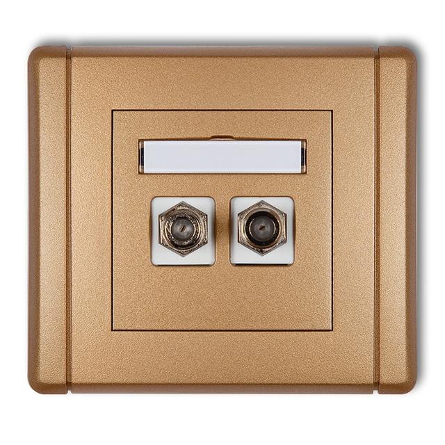 FLEXI Gniazdo antenowe podwójne typu F (SAT) pozłacane złoty metalik