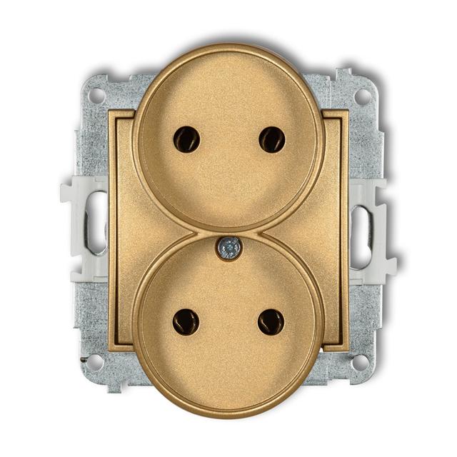 ICON Mechanizm gniazda podwójnego do ramki bez uziemienia 2x2P (bez przesłon torów prądowych) złoty