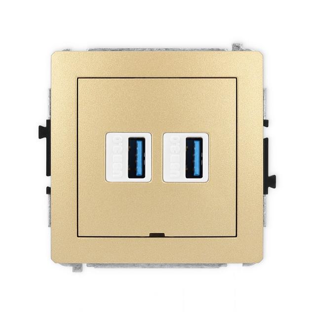 DECO Mechanizm gniazda podwójnego 2xUSB A-A 3.0, bez pola opisowego złoty