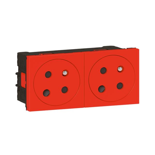 Mosaic Gn 2x2P+Z Z Blokadą Podłącz Przez Zaciski Automatyczne-4 Moduły Czerwone 16A-250V 278184L LEGRAND