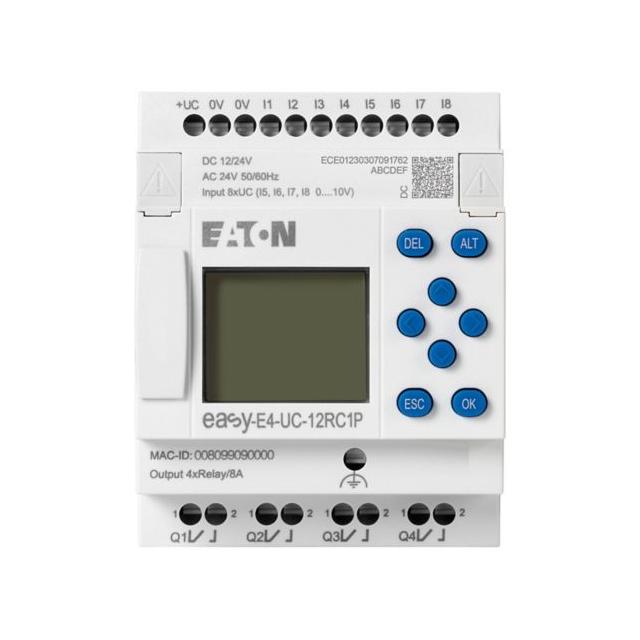 EASY-E4-UC-12RC1P easyE4 Push-in 12-24VDC 24VAC 8DI(4AI) 4DO-R z wyświetlaczem 197504 EATON