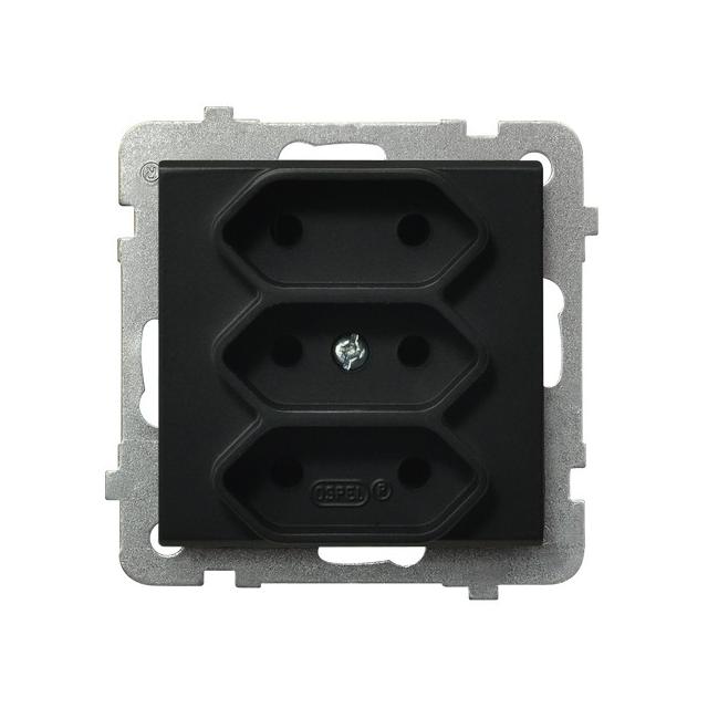 SONATA Gniazdo potrójne EURO - kolor czarny metalik