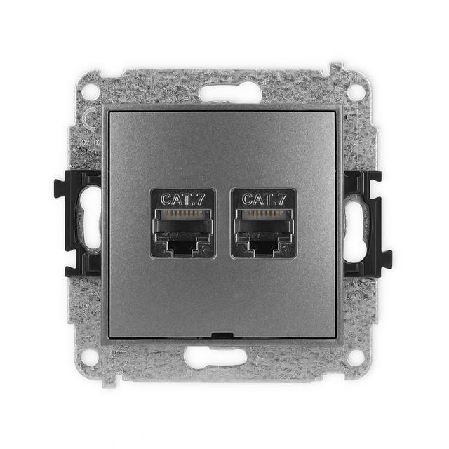 ICON Mechanizm gniazda komputerowego podwójnego 2xRJ45, kat. 7, ekranowany, 8-stykowy, bez pola opis