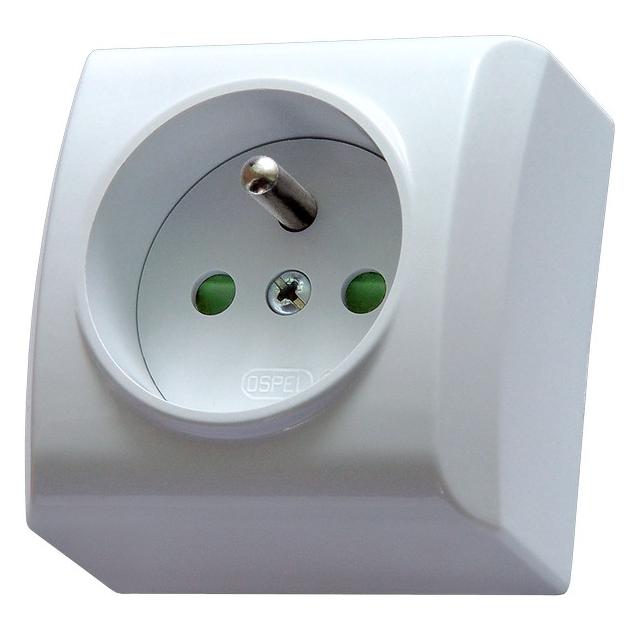 BIS Gniazdo pojedyncze z uziemieniem z przesłonami torów prądowych - kolor biały