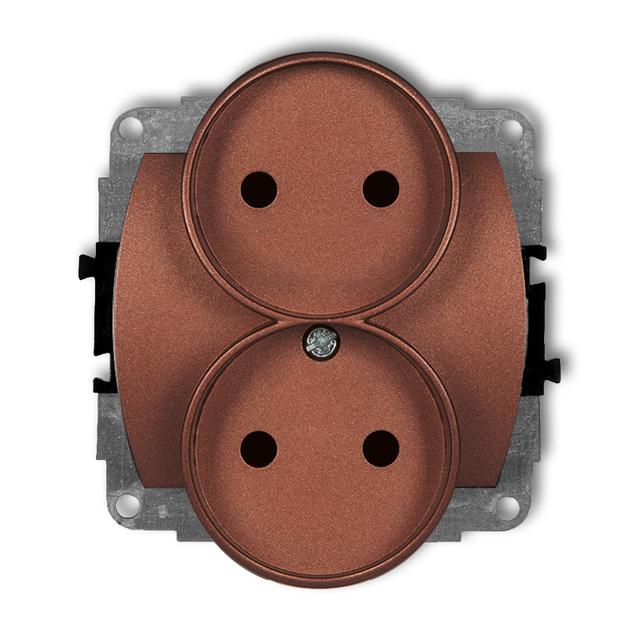 TREND Mechanizm gniazda podwójnego do ramki poziomej bez uziemienia 2x2P (przesłony torów prądowych)