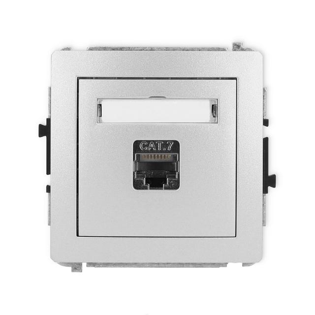 DECO Mechanizm gniazda komputerowego pojedynczego 1xRJ45, kat. 7, ekranowany, 8-stykowy srebrny meta