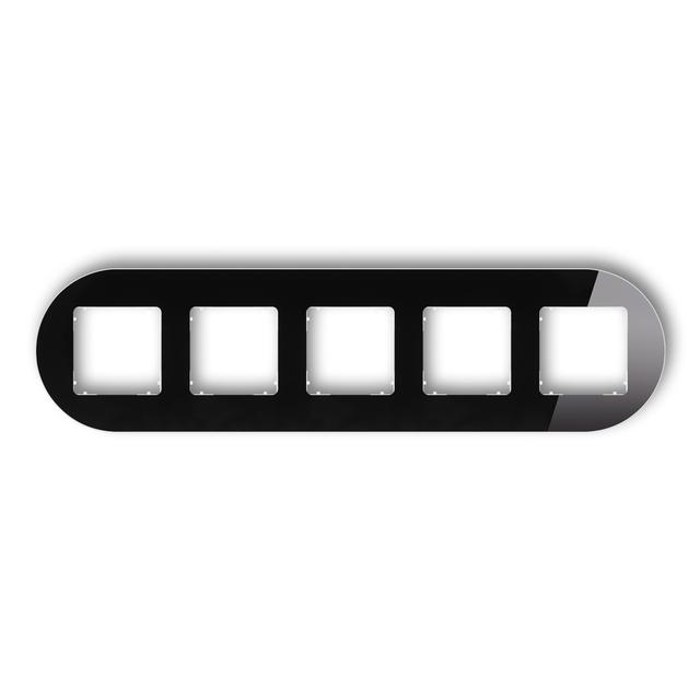 ICON Ramka uniwersalna pięciokrotna okrągła - efekt szkła (ramka: czarna; spód: biały) czarny