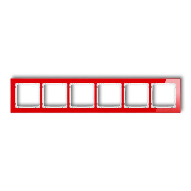 DECO Ramka uniwersalna sześciokrotna - efekt szkła (ramka: czerwona; spód: biały)