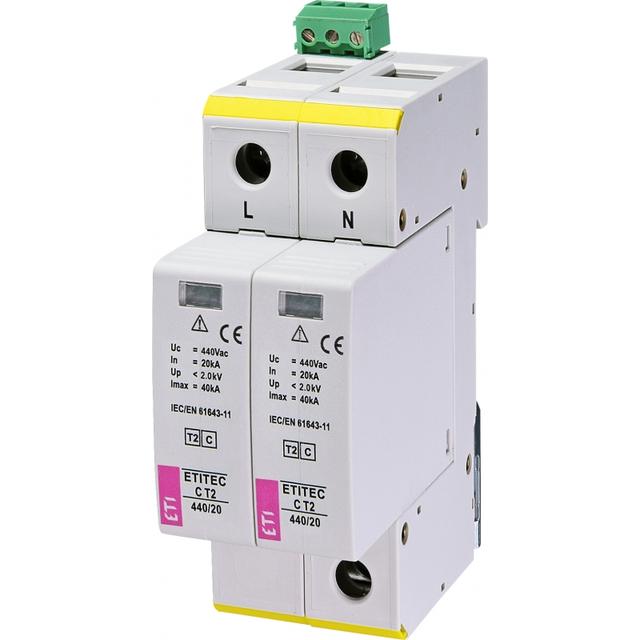 Ogranicznik przepięć T2 (C) TEC C T2 440/20 2+0 RC 002440410 ETI