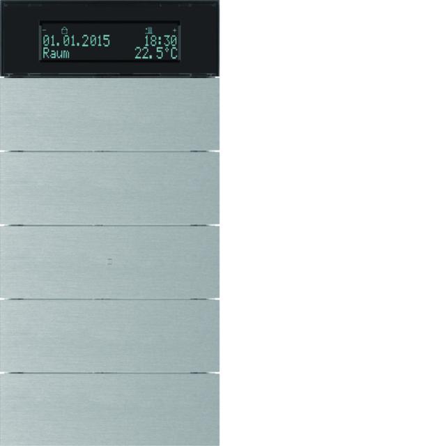 BERKER B.IQ Przycisk pięciokrotna z regulatorem temperatury i wyświetlaczem aluminium 75665594 HAGER