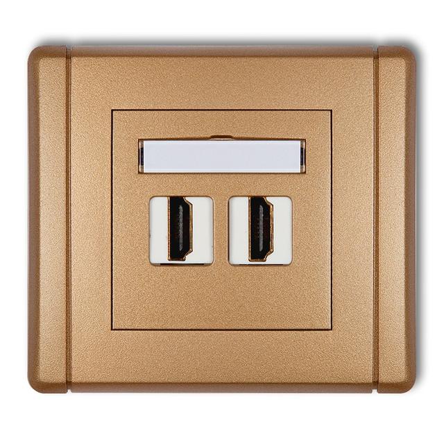 FLEXI Gniazdo podwójne HDMI 2.0 złoty metalik