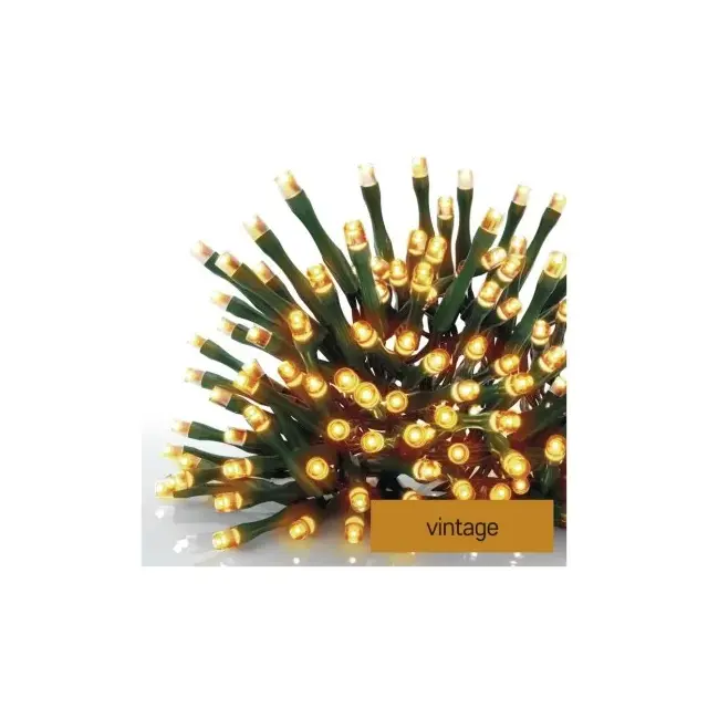 Lampki choinkowe Classic 120 LED 12m vintage, zielony przewód, IP44, timer