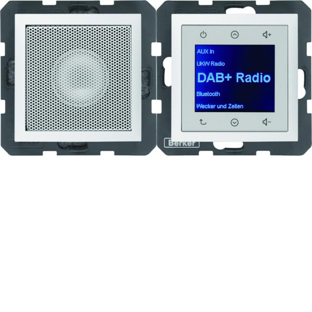 Berker B.Kwadrat/B.3/B.7 B.x Radio Touch podtynkowe DAB+ Bluetooth z głośnikiem biały mat 30809909 HAGER