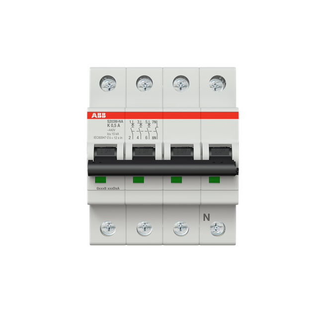S203M-K0.5NA Wyłącznik nadprądowy 10kA 3P+N K0.5A 2CDS273103R0157 ABB