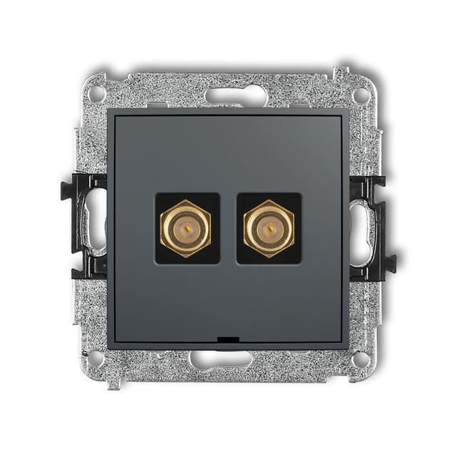 ICON Mechanizm gniazda antenowego podwójnego typu F (SAT) pozłacany, bez pola opisowego grafitowy ma