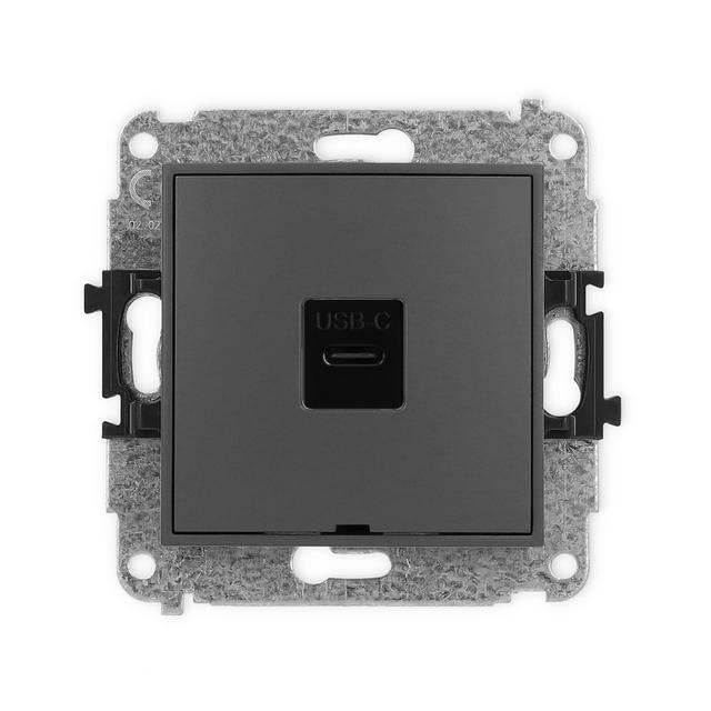 ICON Gniazdo pojedyncze 1xUSB C-C, bez pola opisowego grafitowy mat 28IGUSBBO-7 KARLIK