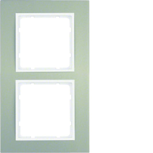 BERKER B.3 Ramka podwójna aluminium/biała 10123904 HAGER