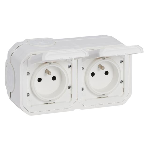 NOWE PLEXO - GNIAZDO 2X2P+Z POZIOME KOMPLET NATYNKOWY 16 A - 250 V BIAŁE 069778L LEGRAND