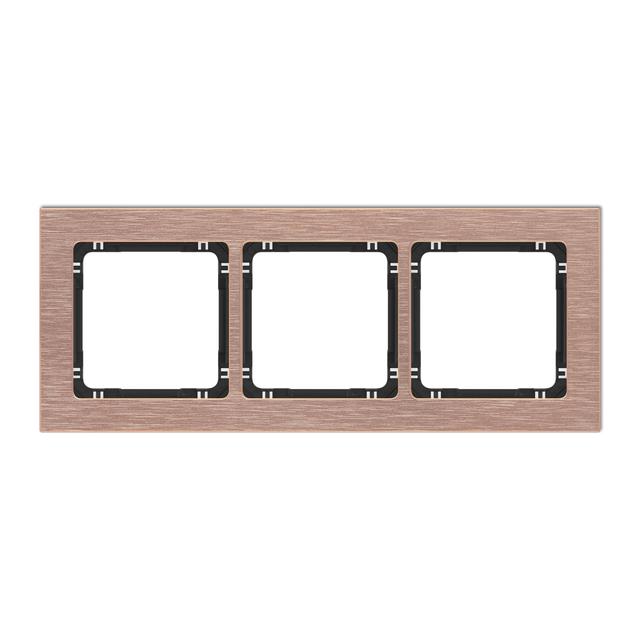 DECO Ramka uniwersalna potrójna - aluminium szczotkowane (ramka: kolor miedziany; spód: czarny) mied
