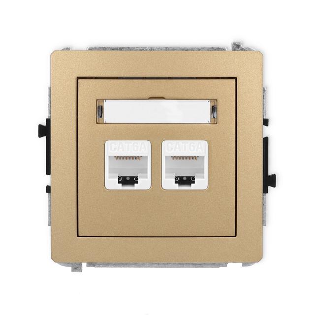 DECO Gniazdo podwójne komputerowe 2xRJ45, kat. 6A, 8-stykowy złoty metalik 8DGK-8 KARLIK