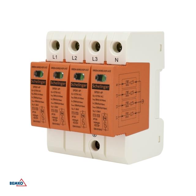 OGRANICZNIK PRZEPIĘĆ 4P 20kA(8/20) KLASA T2 (C) SCHELINGER