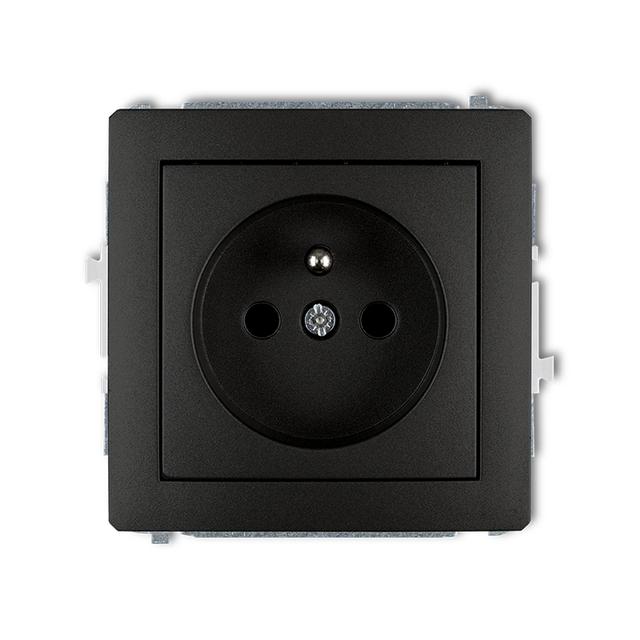 DECO Mechanizm gniazda pojedynczego z uziemieniem 2P+Z (przesłony torów prądowych) czarny mat