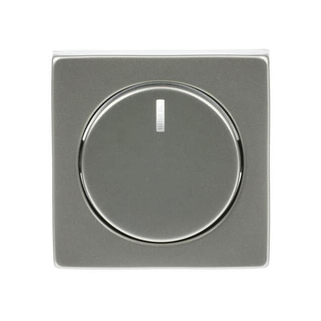 PURE Pokrywa z pokrętłem i lampką neonową Podwyższona konstrukcja Do ściemniaczy Busch-Dimmer stal s