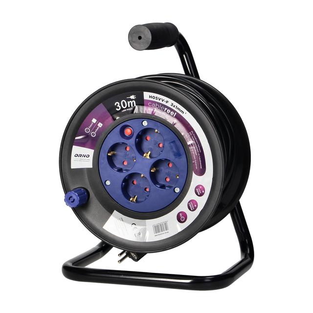 Przedłużacz bębnowy 4 gniazda (Schuko) kabel PVC H05VV-F 3x1.0mm2 długość - 30m Termik Prz OR-AE-131