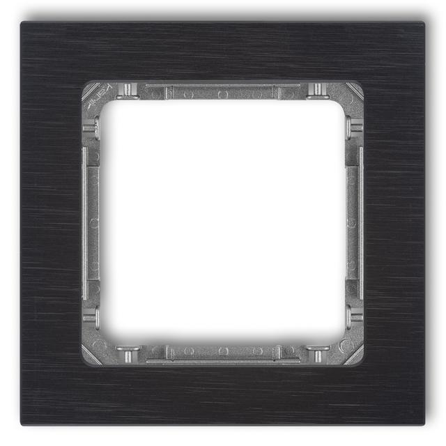 DECO Ramka uniwersalna pojedyncza - aluminium szczotkowane (ramka: czarna; spód: grafitowy) czarny