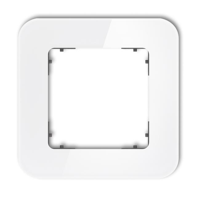 ICON Ramka uniwersalna pojedyncza zaokrąglona - efekt szkła (ramka: biała; spód: grafitowy mat biały