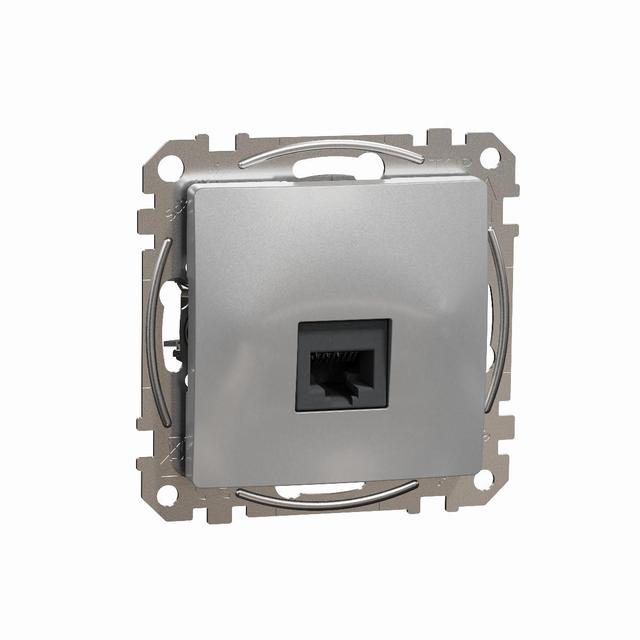 Sedna Design & Elements, gniazdo komputerowe RJ45 kat.6 UTP, srebrne aluminium