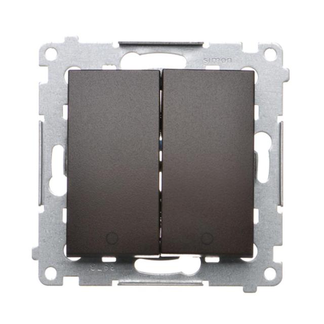 Simon 54 Łącznik dwubiegunowy podwójny 16A 250V zaciski śrubowe brąz mat DW22A.01/46 KONTAKT