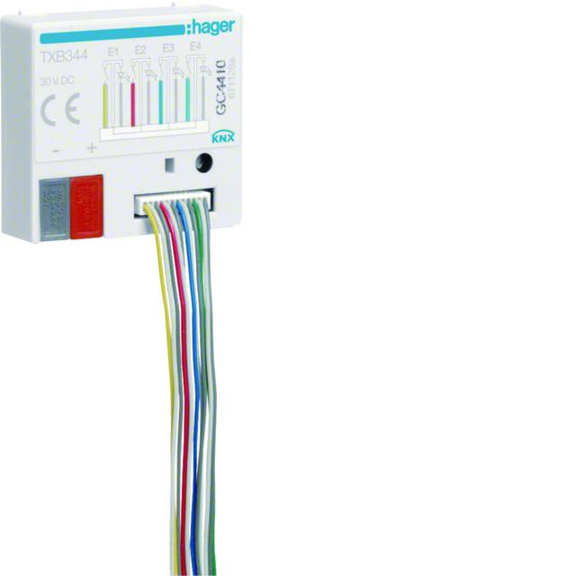 KNX e/s Wejście przyciskowe z wyjściem sterującym LED 4-wejścia + 4-wyjścia TXB344 HAGER
