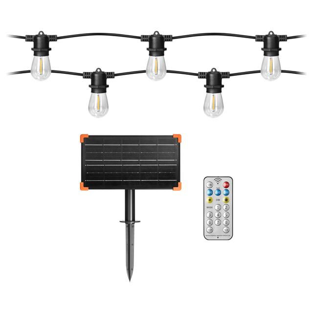 Solarna girlanda oświetleniowa - 1 sznur 10 m (10 opraw) + 10 żarówek LED 0,1W E27, 3000K + 1 żarówk