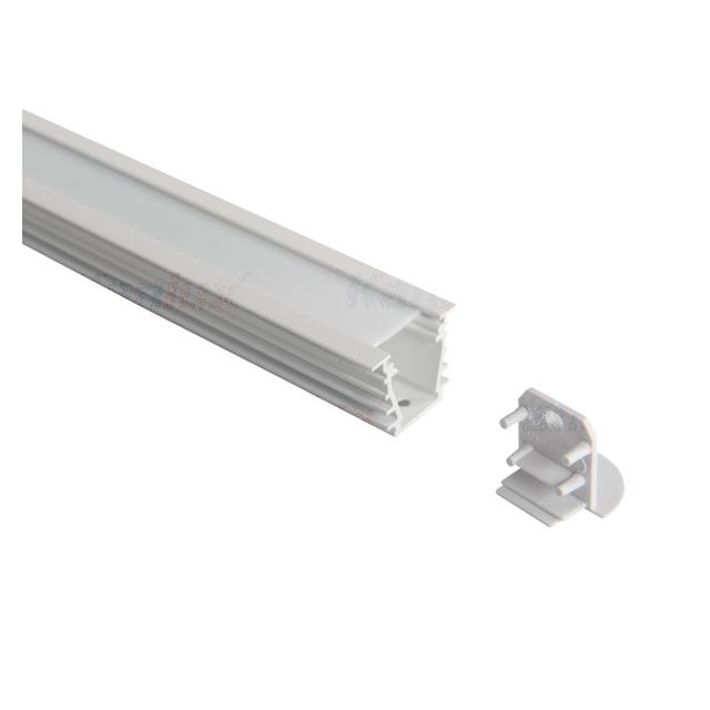 PROFILO I SET-MI-W Profil do taśmy LED 1m z kloszem szronionym i zaślepkami (2 szt.) PROFILO I SET-M