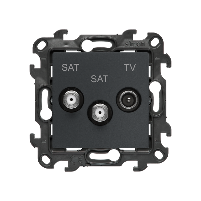 Simon 24 Gniazdo antenowe satelitarne podwójne SAT-SAT-R-TV grafitowy mat NASK2.01/38