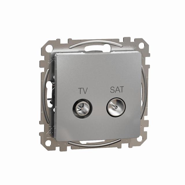 Sedna Design & Elements Gniazdo antenowe TV-SAT przelotowe 10dB srebrne aluminium SDD113478S Schneider