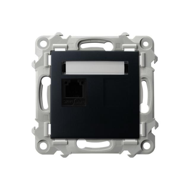 SZAFIR Gniazdo telefoniczne pojedyncze - kolor czarny metalik