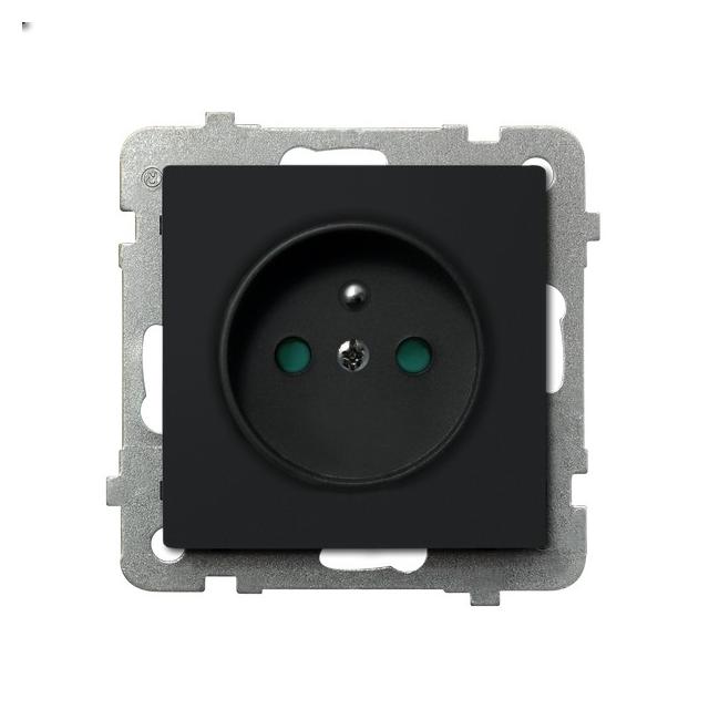 SONATA Gniazdo pojedyncze z uziemieniem z przesłonami torów prądowych - kolor czarny metalik