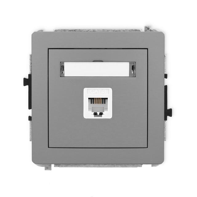 DECO Mechanizm gniazda telefonicznego pojedynczego 1xRJ11, 4-stykowy, beznarzędziowe szary mat