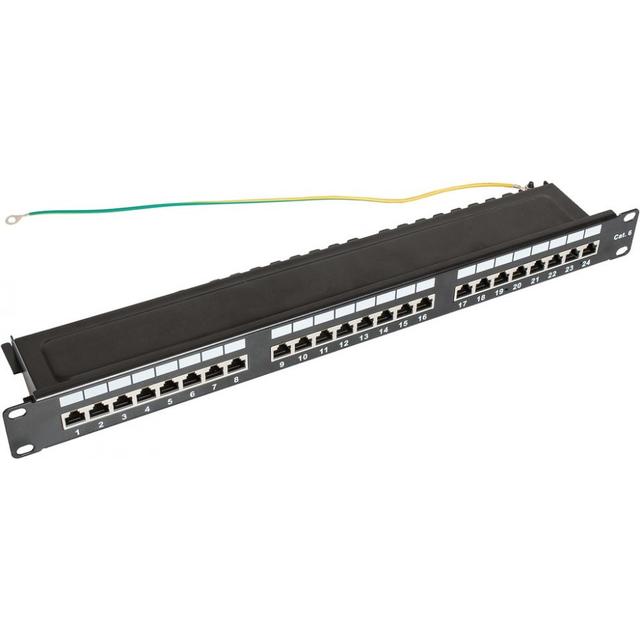Panel kat. 6 19 cali 1U, 24xRJ45 FTP czarny z półką Partners CCAS-PA6-24STP-O-2 C&C
