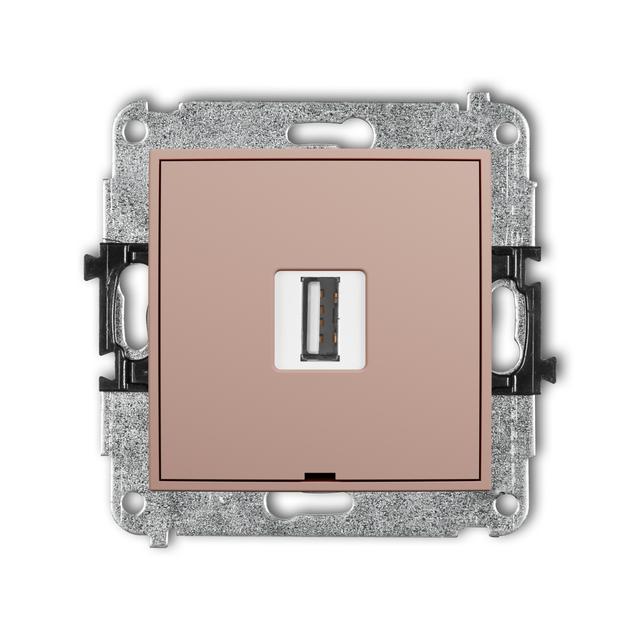ICON Gniazdo pojedyncze USB typ A-A 2.0 łososiowy 62IGUSBBO-1 KARLIK