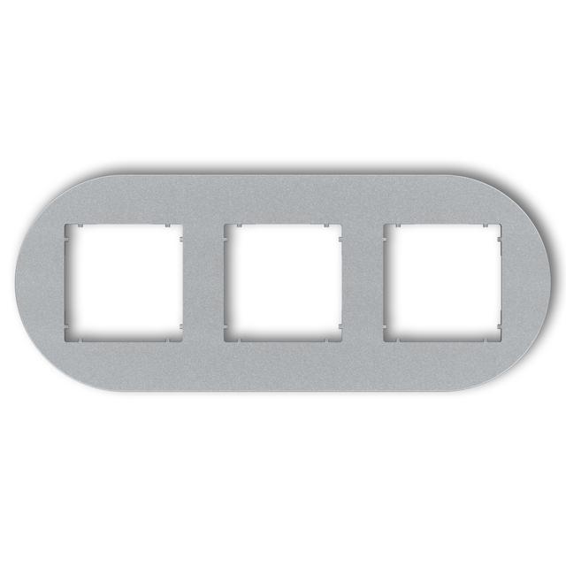 MINI Ramka uniwersalna potrójna okrągła z tworzywa srebrny metalik