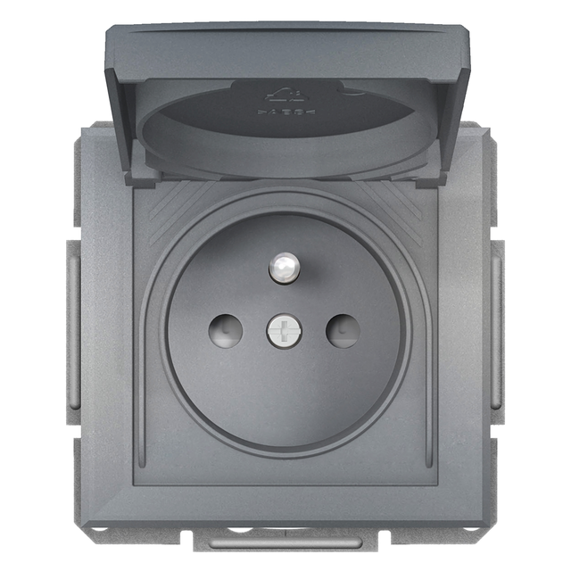 Asfora, gniazdo 2P+PE, IP44, do systemu ramkowego, stal