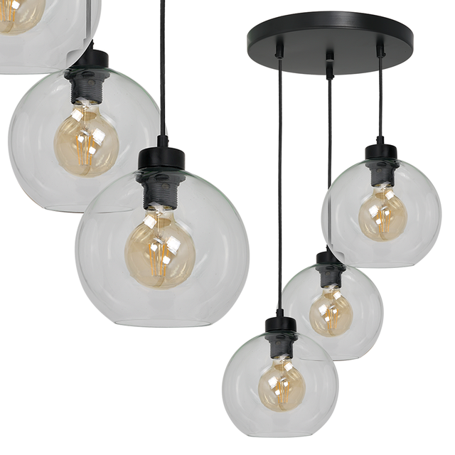 Milagro lampa wisząca Sofia Clear 3xE27 czarna MLP6582